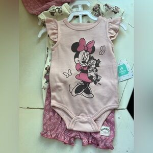 Disney Minnie Mouse 5 Piece Shorts,Pants, Onesie, hat set